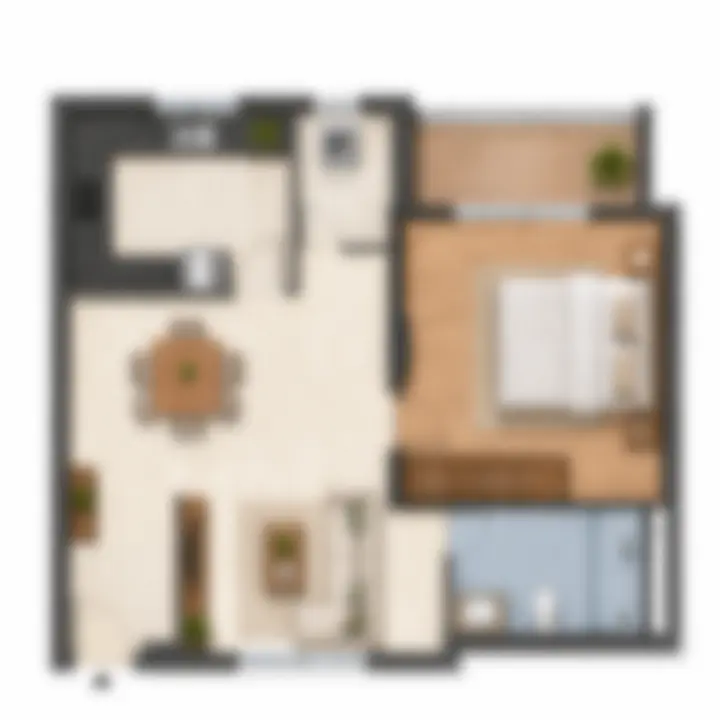 1 BHK floor plan at Prestige Highland Hideaway